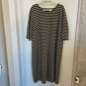 Zizzi Olive Green and White Striped Dress